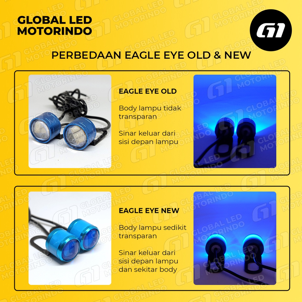 [WERACE] LAMPU LED SOROT EAGLE EYE / MATA ELANG (NEW) FLASHING (HARGA 1 SET, ISI 2 PCS) 3 MODE