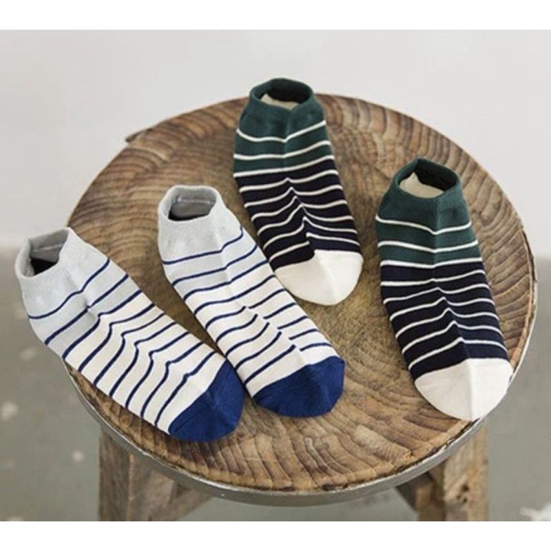 [COD] Kaos Kaki Wanita Unisex Ala Korea Motif Garis Import Lucu Cute Pendek Semata Kaki