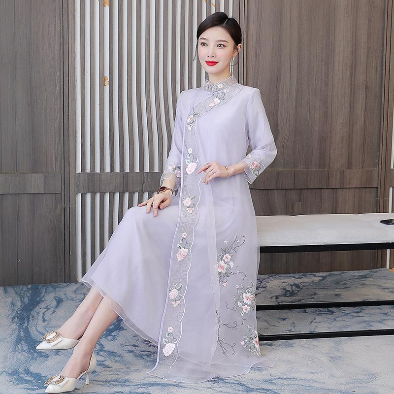 Cheongsam modified dress spring national style tea clothes retro Tang women's Chinese style spring a