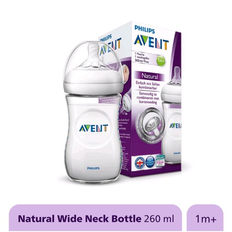 Avent botol Natural Single Pack - 260ml SCF693/13 / botol susu bayi