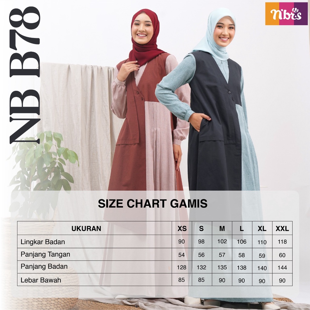 Nibras Gamis NB B78 Bahan Intrarami mix Sorento Stretch Dress Fashion Muslimah Modern Kekinian by Nibras bisa COD