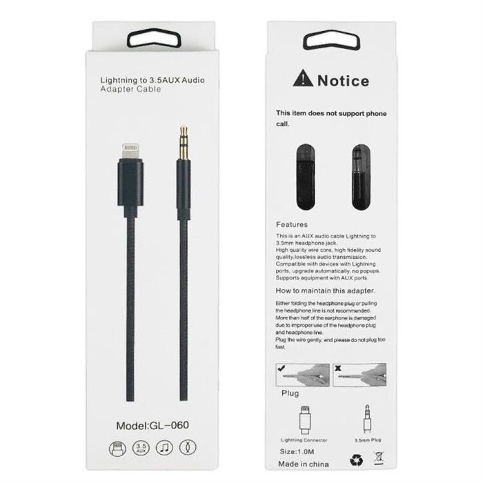 GL060 Colokan Kabel AUX IPHONE Konverter Audio Lightning to Jack AUX 3.5mm Support All IOS
