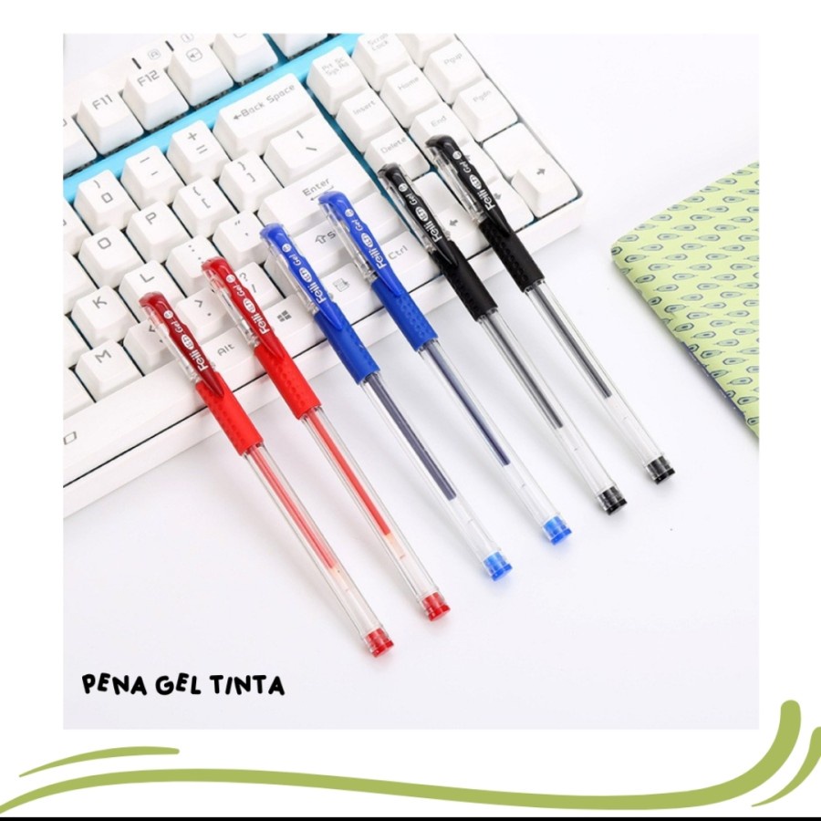 ( DPT 3pcs ) Pulpen Gel Pena Alat Tulis Office Stationery Tinta Hitam Merah Biru mm