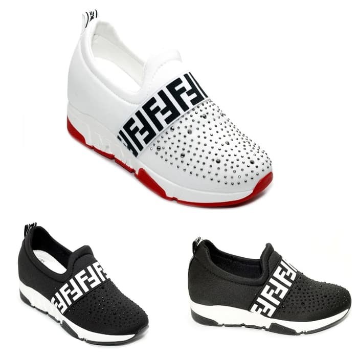 Sepatu Sneakers Fashion Slip On Wanita FF - Hitam