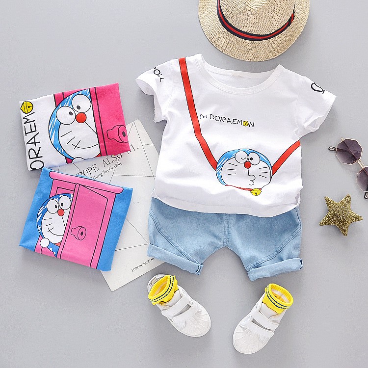 Baju Pakaian Anak Bayi Laki Cowok Murah Import motif doraemon lucu BBD036