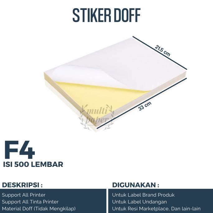 

Kertas Sticker HVS F4 isi 500 lembar / Stiker Doff F4 / Kertas Stiker