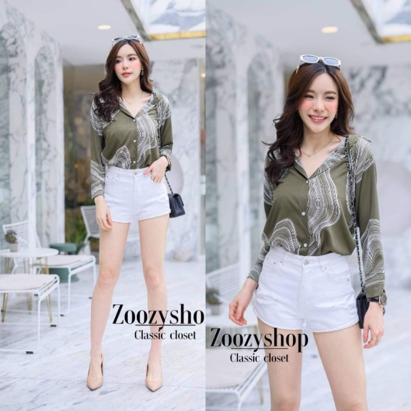 KEMEJA ZOOZY WAVY LINES FASHION WANITA IMPORT BANGKOK CODE 50