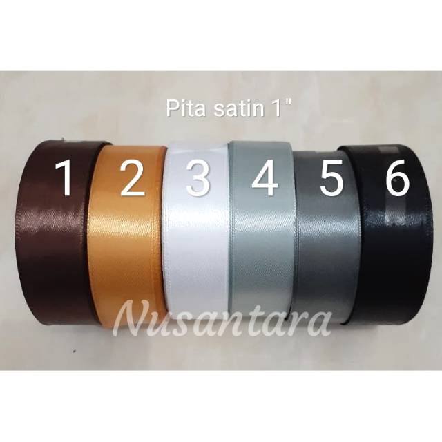 Pita Satin 1&quot; / Pita Satin 2,5cm per roll, Pita satin 1 inch Monokrom series
