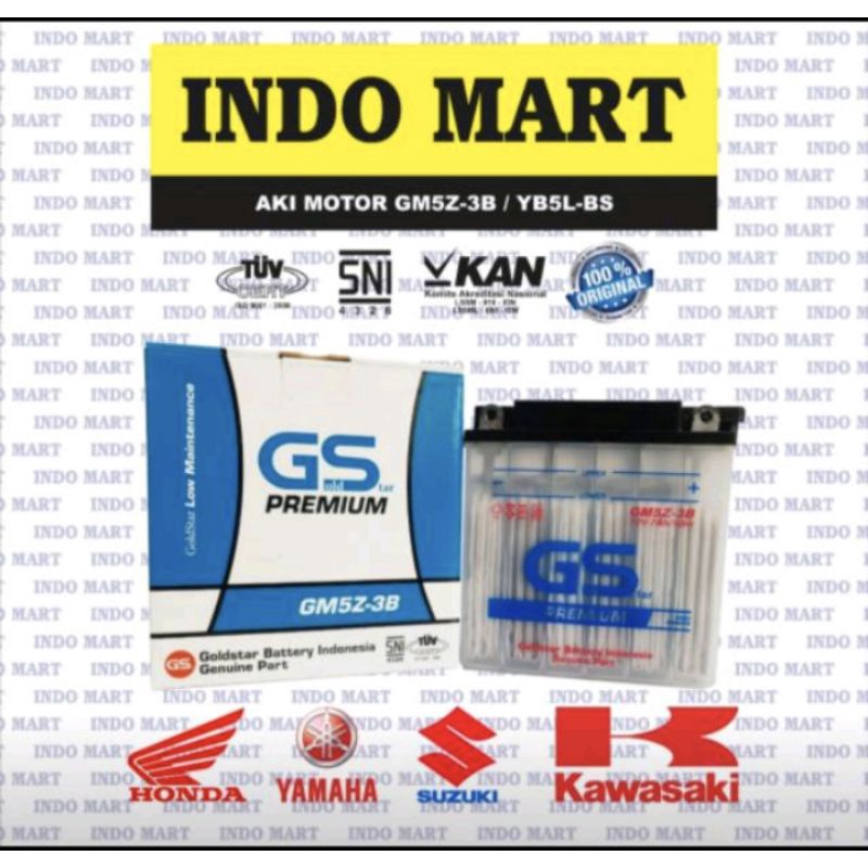 Aki Motor Basah GM5Z-3B GM5Z3B Premium SUZUKI Smash KAWASAKI Kaze Blitz (GM5Z)
