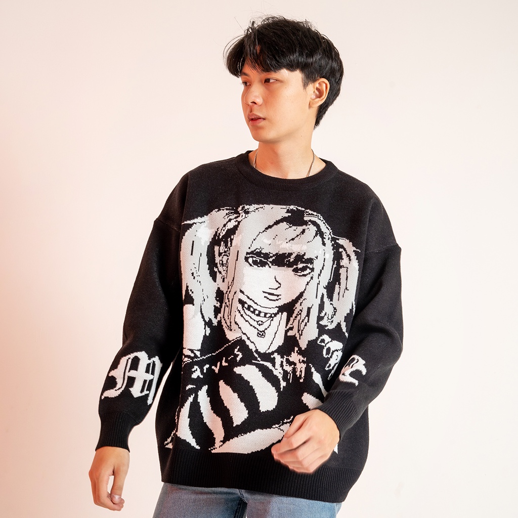 Yesyou Misa Amane Black Oversized Knitwear