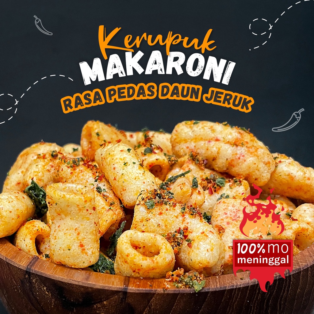 

Yasnack Kerupuk Makaroni Pedas Daun Jeruk, 1/4 kg, 250 gr