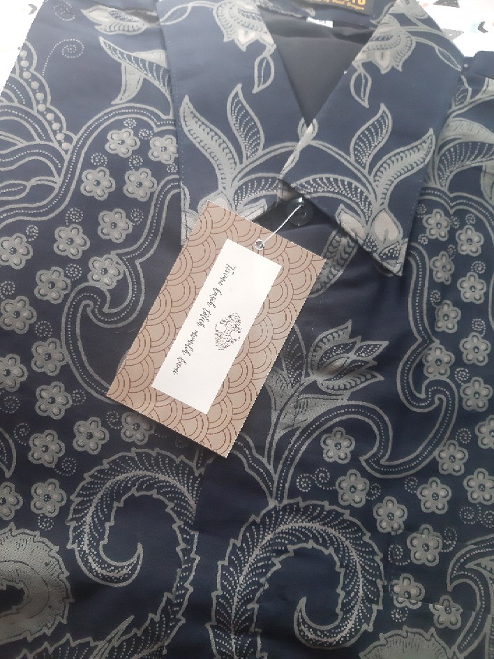 Peksi Semulur Navy Kemeja Batik Pria Full Furing Regular Fit Bahan Katun Primisima