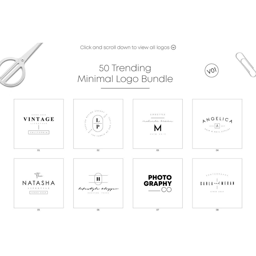 50 Trending Minimal Logo Bundle V04 - Photoshop &amp; Illustrator