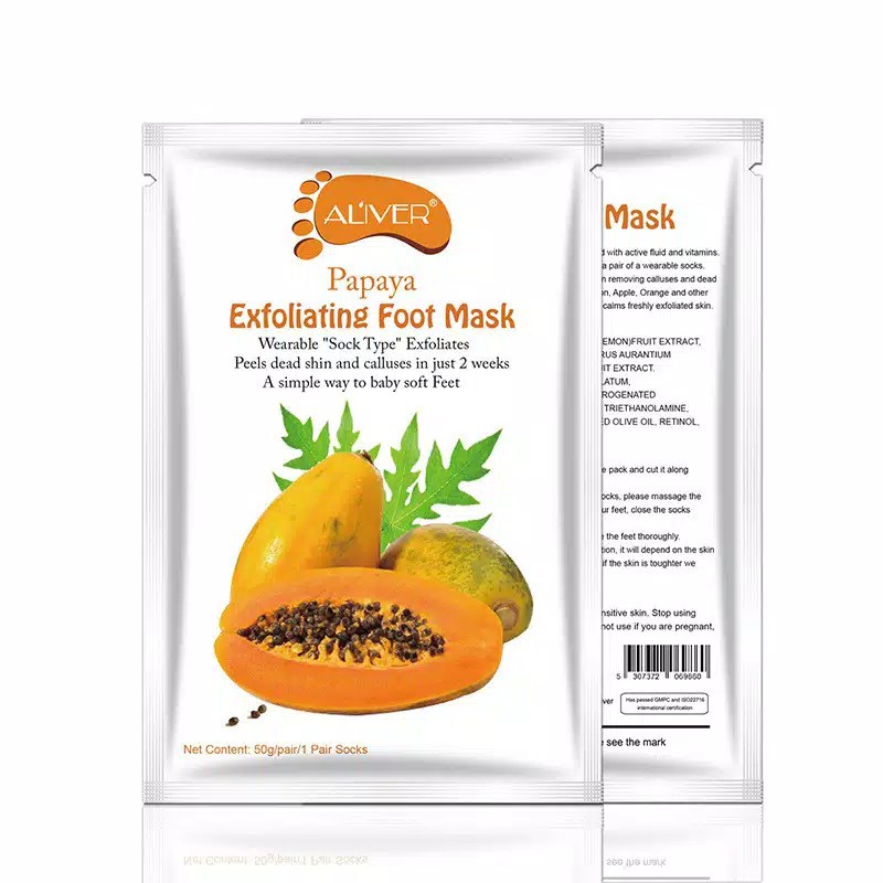 ALIVER Foot Mask Exfoliating Foot Care Avocado Olive Oil Papaya Masker Kaki