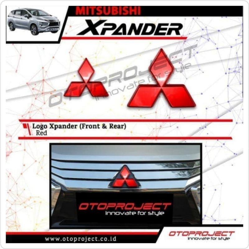 Logo Emblem Cover Xpander Depan &amp; Belakang Merah Glossy