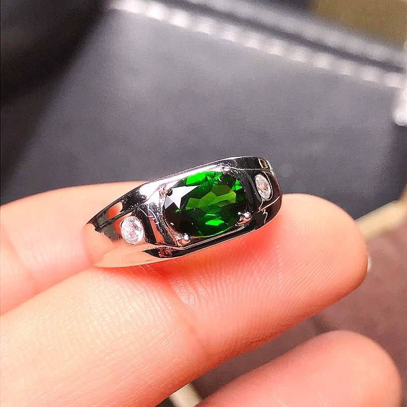 Sederhana Biru Hijau Zirkon Pria Punk Fashion Perhiasan Perak Baja Titanium Pertunangan Pernikahan Rings
