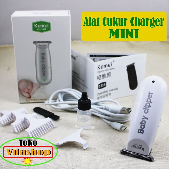 Kemei KM-1319 Alat Cukur Rambut Bayi Elektrik Baby Shaver Trimmer Clipper Putih