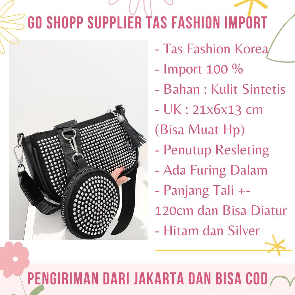 Tas Selempang Wanita Blink Bling Import - Tas Bahu Slempang Wanita Fashion Korea - Tas Pesta Wanita Terbaru Import Kekinian - Tas Korean Style [SL85]