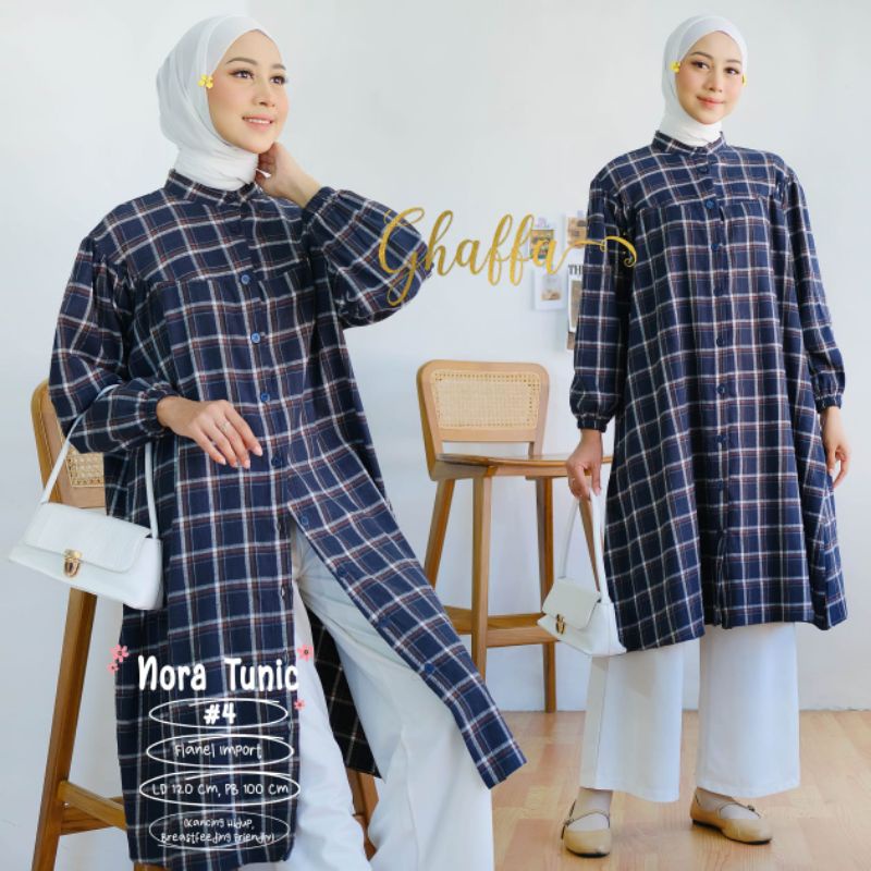 NORA TUNIC #4 BY GHAFFA THE LABEL / TUNIK WANITA MUSLIMAH / Flanel import kotak-kotak