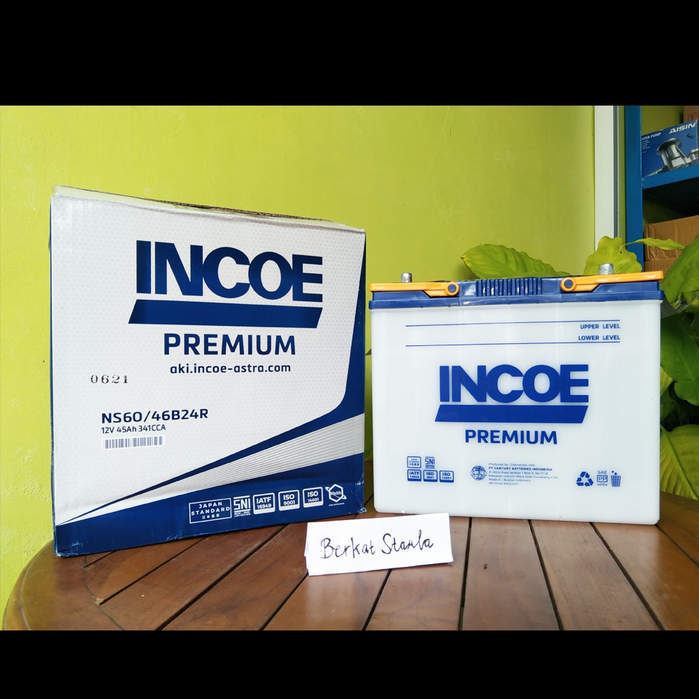 Aki Mobil/Suku Cadang Mobil/Aki Incoe Premium NS60 46B24R 12V 45Ah 341CCA