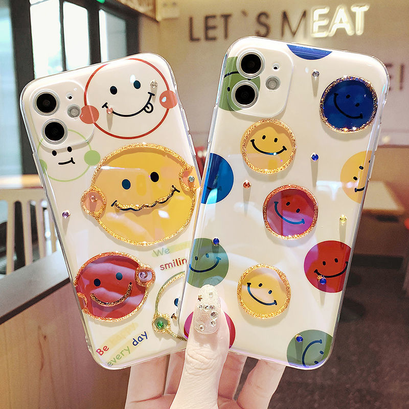 Soft Case Silikon Motif Smiley Face Untuk iPhone 12 12promax 7 8Plus SE X XS XR XSMAX 11 Pro Max