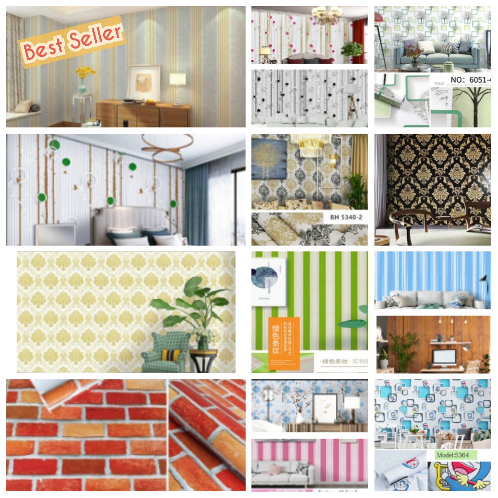 Wallpaper Dinding Kamar Tidur 1kg 3 Roll | Stiker Wallpaper Dinding | Bahan PVC Anti Air| Wallpaper Stiker Dinding Kamar | G5