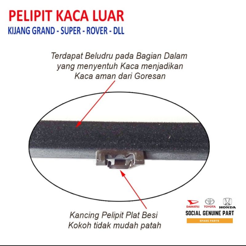 Karet pelipit kaca luar weather strip semua mobil universal Kijang kapsul kijang super kijang Grand Kijang rover KF murah