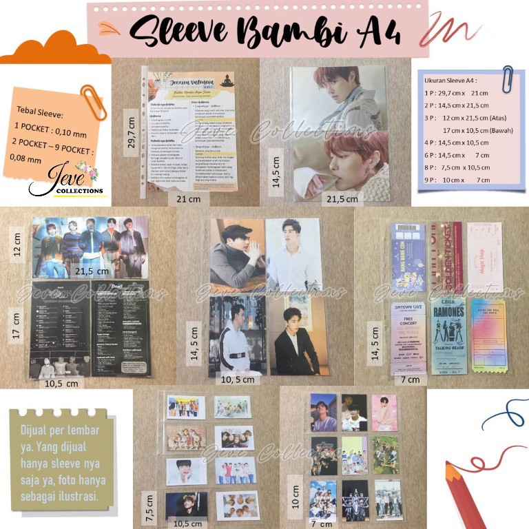 

Photocard / Polaroid Sleeve Bambi Multitholes Ordner Plastik Binder Ukuran A4 1P 2P 3P 4P 6P 8P 9P