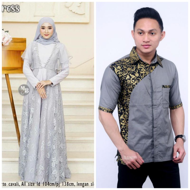 Baju Couple Gamis Brokat Gamis Sepasang Suami Istri Dress Maxi