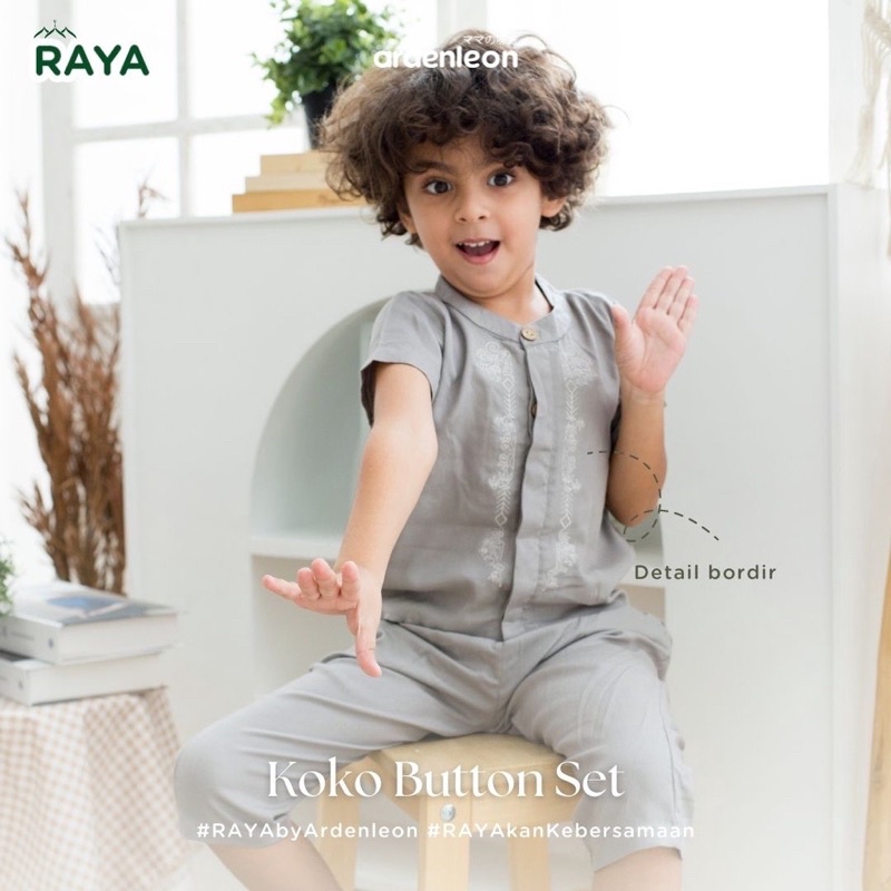 ArdenLeon BOYS BUTTON KOKO SET BORDIR Raya Collection / Arden Leon Baju Koko Anak Laki