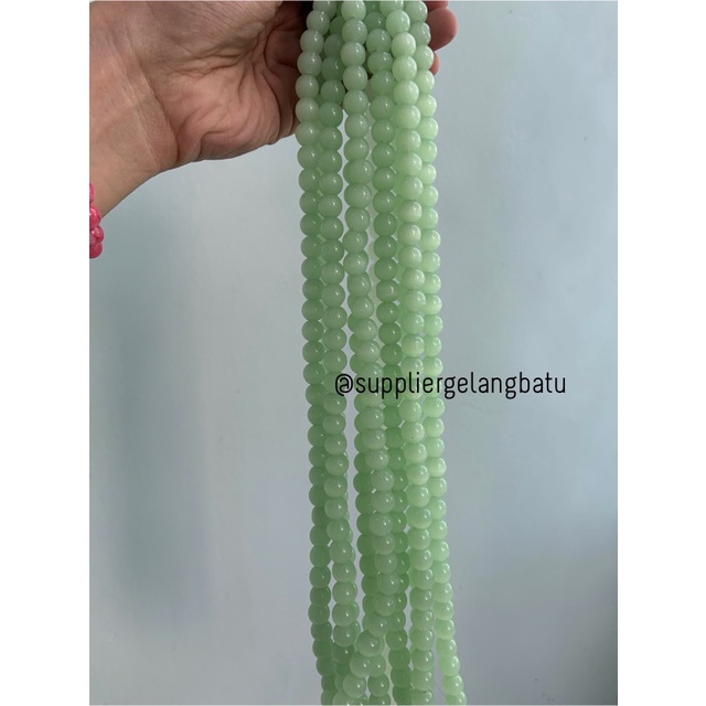 Bahan renceng kalung Gelang GREEN CAT EYE 10mm mata kucing hijau asli