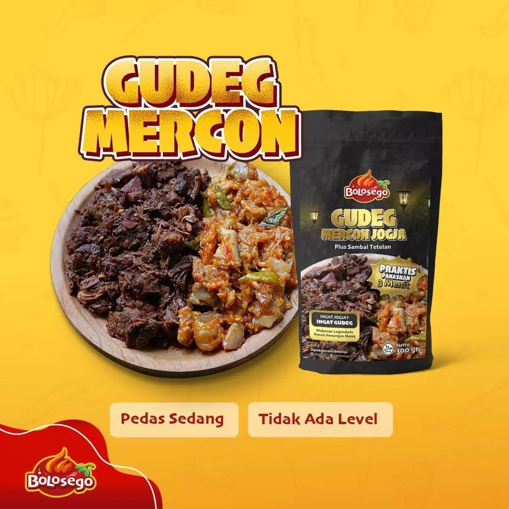 

GUDEG MERCON BOLOSEGO. 300 GRAM. LENGKAP DENGAN SAMBAL TETELAN