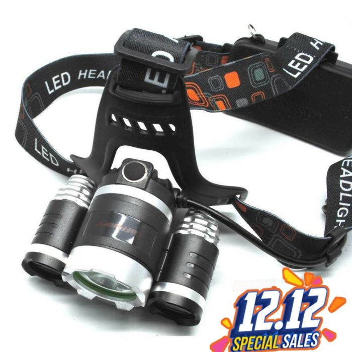Senter Taffware High Power Headlamp Kepala Cree XM L T6 5000 Lumens Terang Tahan Lama Fleksibel Lamp