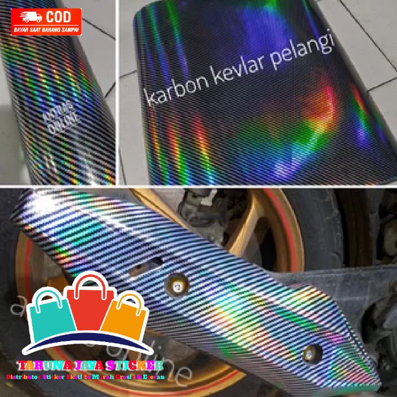 Stiker Skotlet Hologran carbon pelangi/ Skotlet Carbon Hologram pelangi