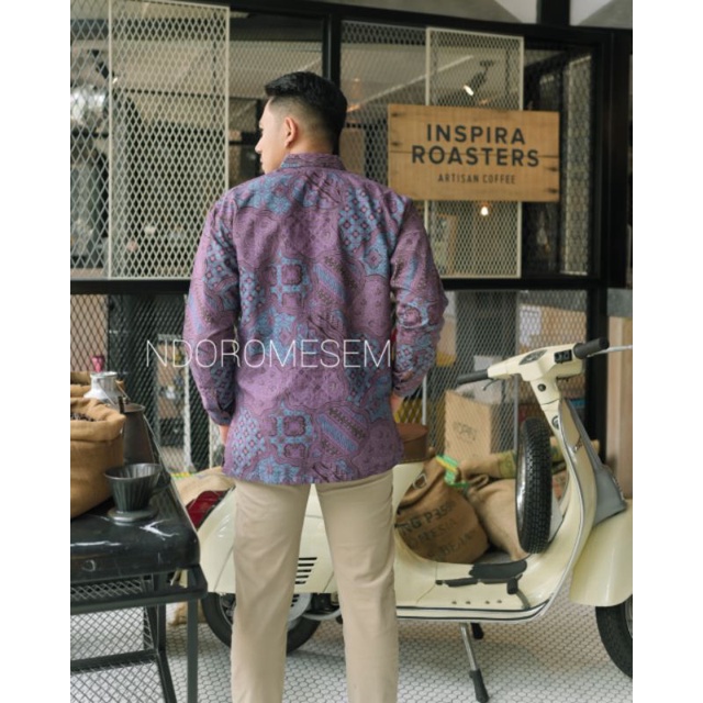 Kemeja Batik Premium Warna Ungu dewa prabu wangsa Batik Bahan katun Batik Lapis furing Terbaru