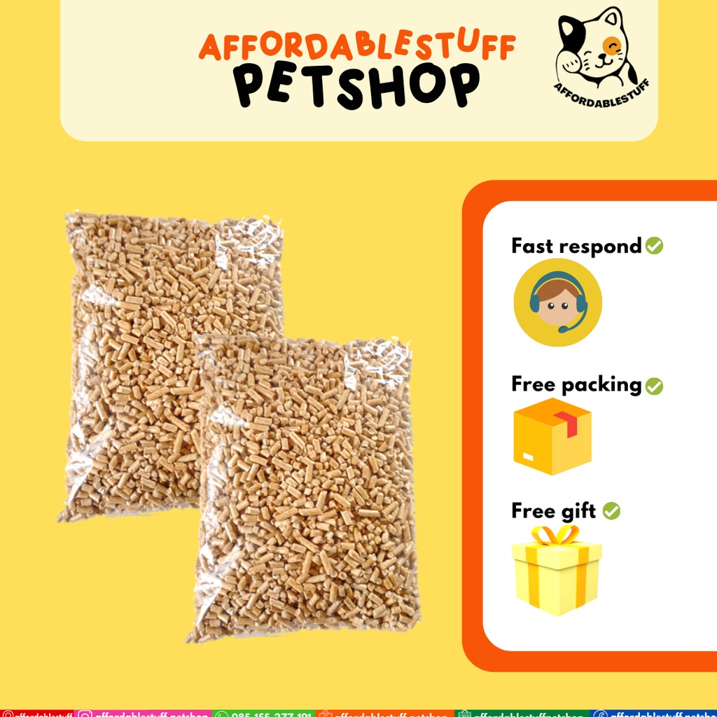 Wood Pellet Palet Kayu 1 kg Pengganti Pasir Kucing Kotoran Kucing Ramah Lingkungan