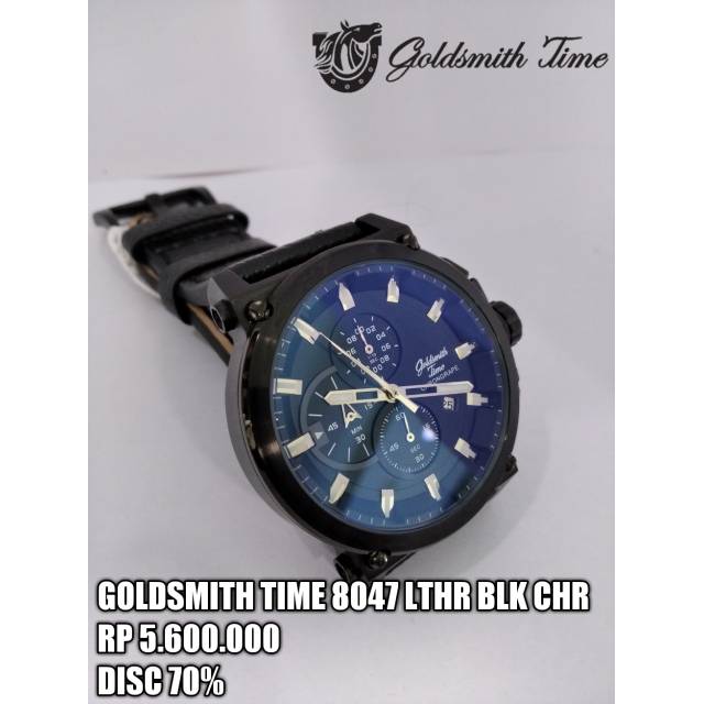 Jam Tangan Original Goldsmith Time 8047 LTHR Black Chronogrape