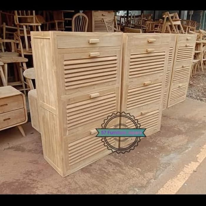 Lemari rak tempat Sepatu/ Tas/ Perhiasan Bahan Kayu Jati Mentahan