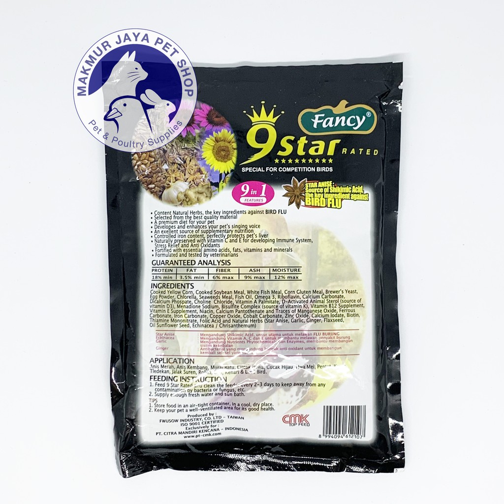 Pakan Burung Fancy 9 Star Natural Herbs Coklat 450 gram