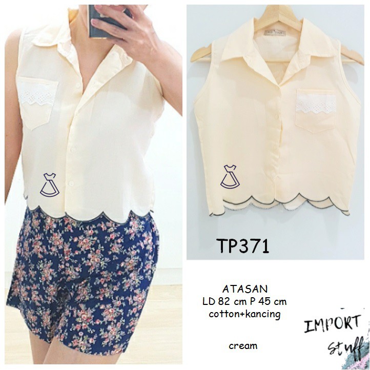 TP371 - BAJU ATASAN KEMEJA WANITA COTTON IMPORT KOREAN STYLE VINTAGE