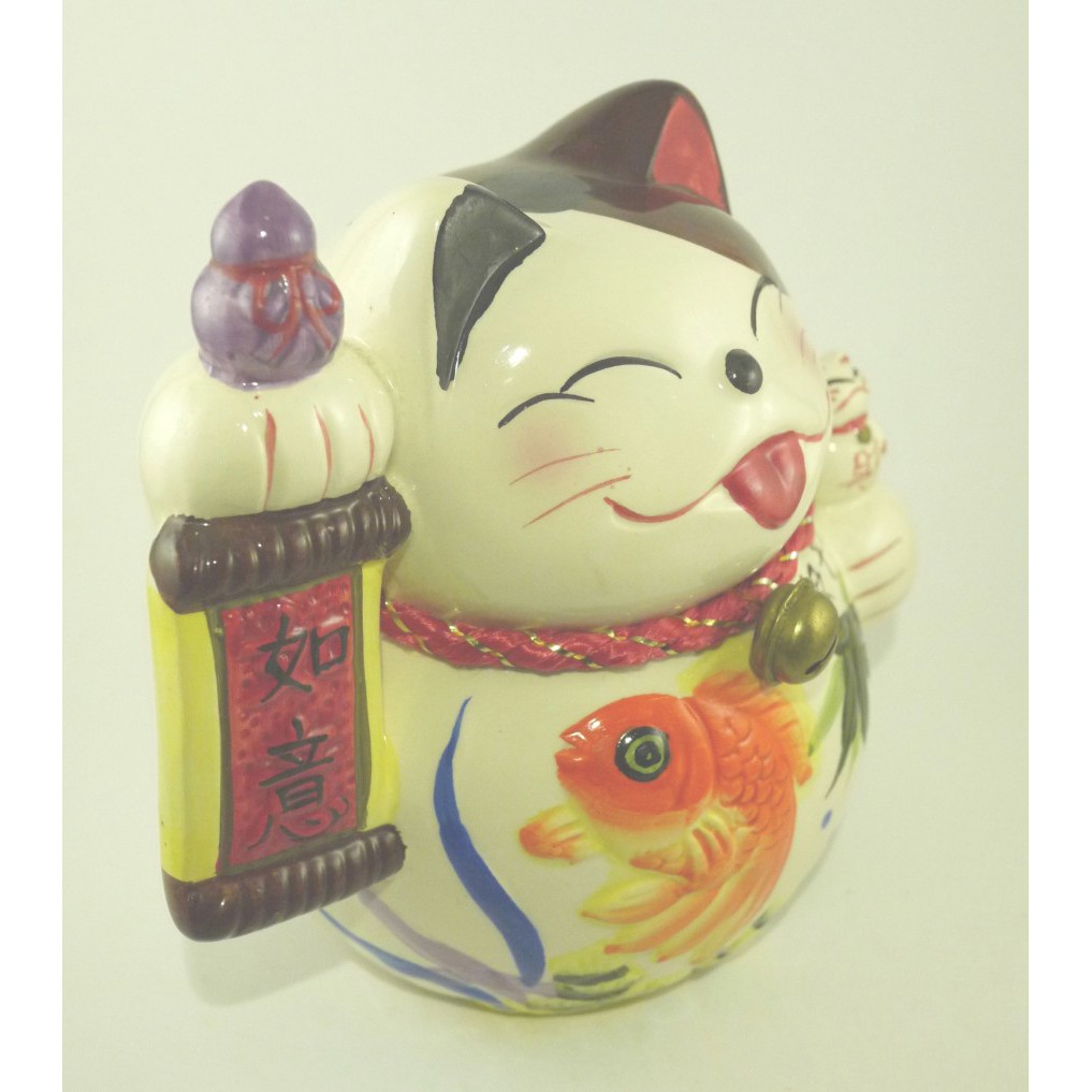 CELENGAN KUCING MANEKI NEKO LUCKY CAT PUTIH PIGGY BANK