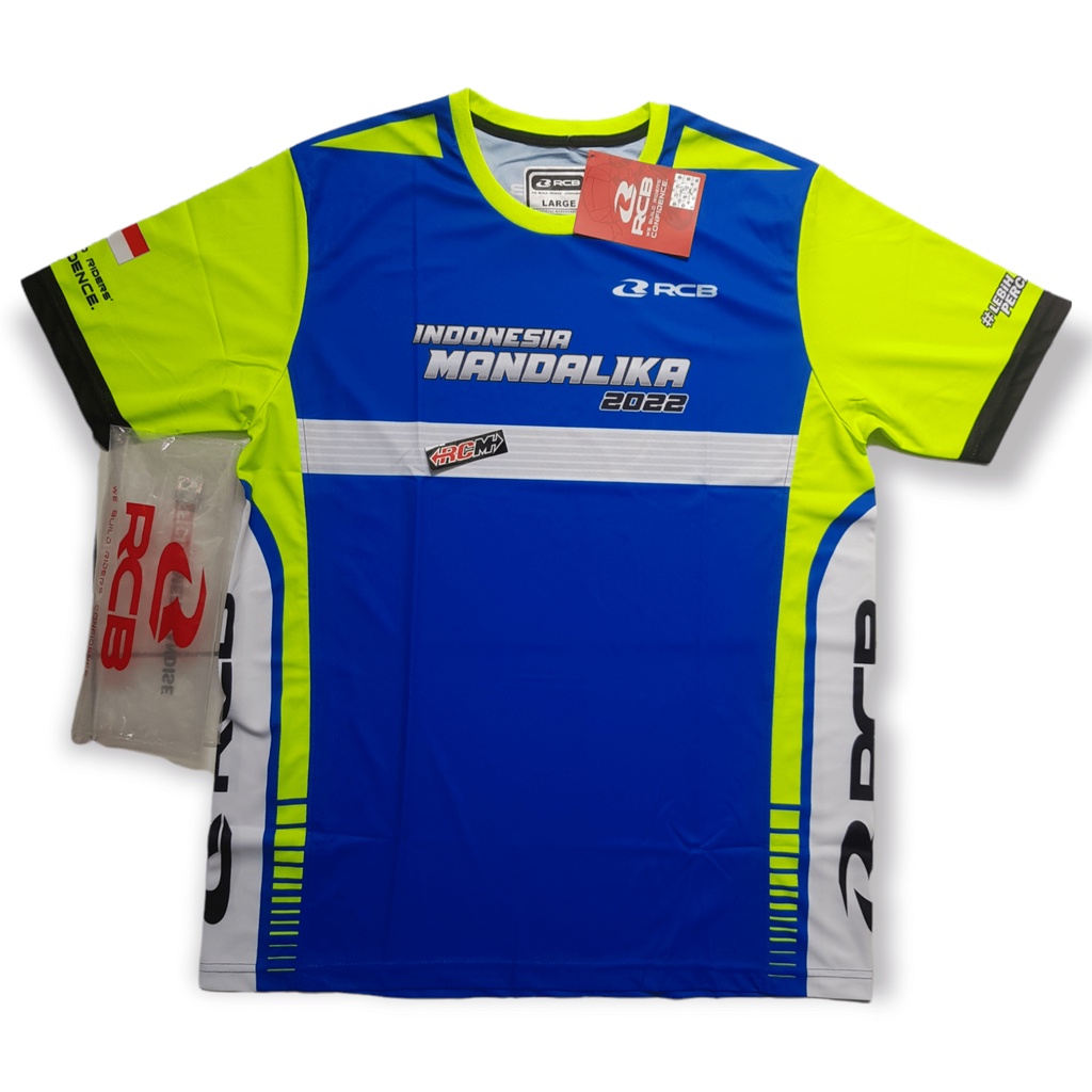 TSHIRT T-SHIRT KAOS JERSEY SIRKUIT INDONESIA MANDALIKA MOTOGP MOTO GP 2022 RCBB RACINGBOY WARNA BLUE BIRU KOMBINASI YELLOW KUNING STABILO SIZE UK UKURAN L ORI ORIGINAL RACINGBOY ASLI