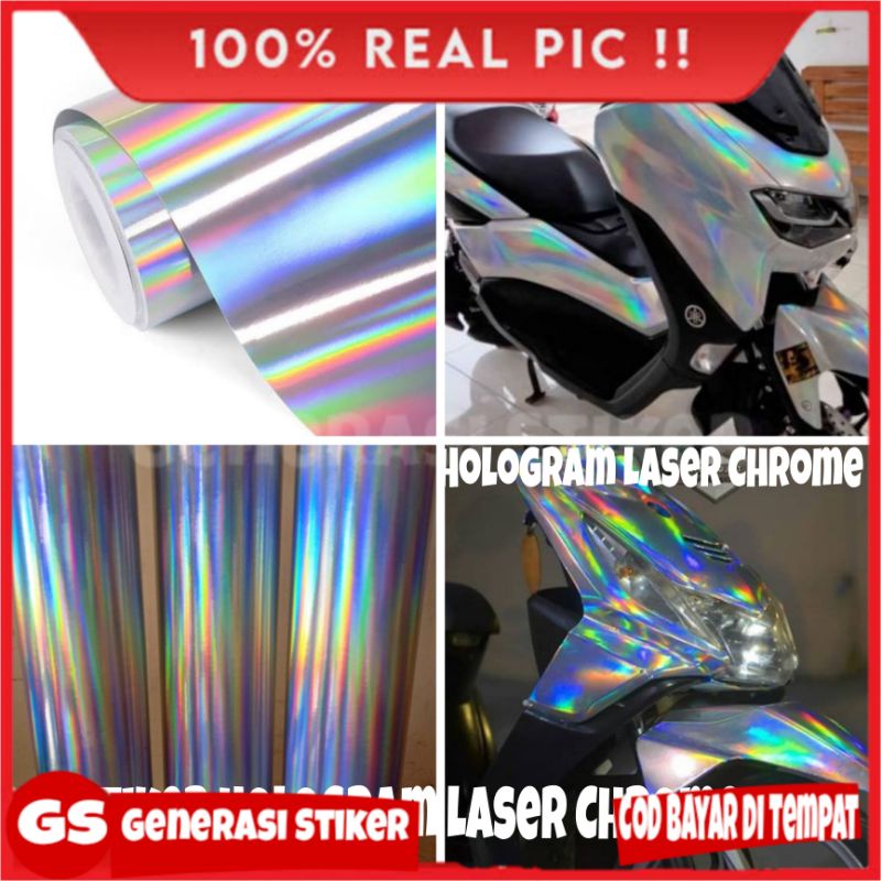 STIKER HOLOGRAM  SKOTLET MOTOR HOLOGRAM SKOTLET LASER CHROME  STIKER PELANGI SILVER
