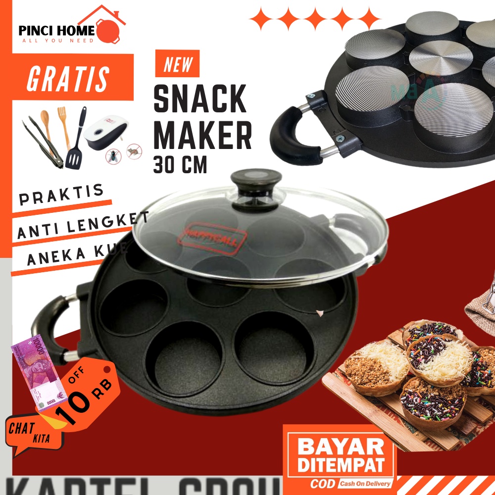 Cetakan Kue 8 Lubang Datar Teflon Martabak Mini Apem Serabi Lumpur Dorayaki 28 cm