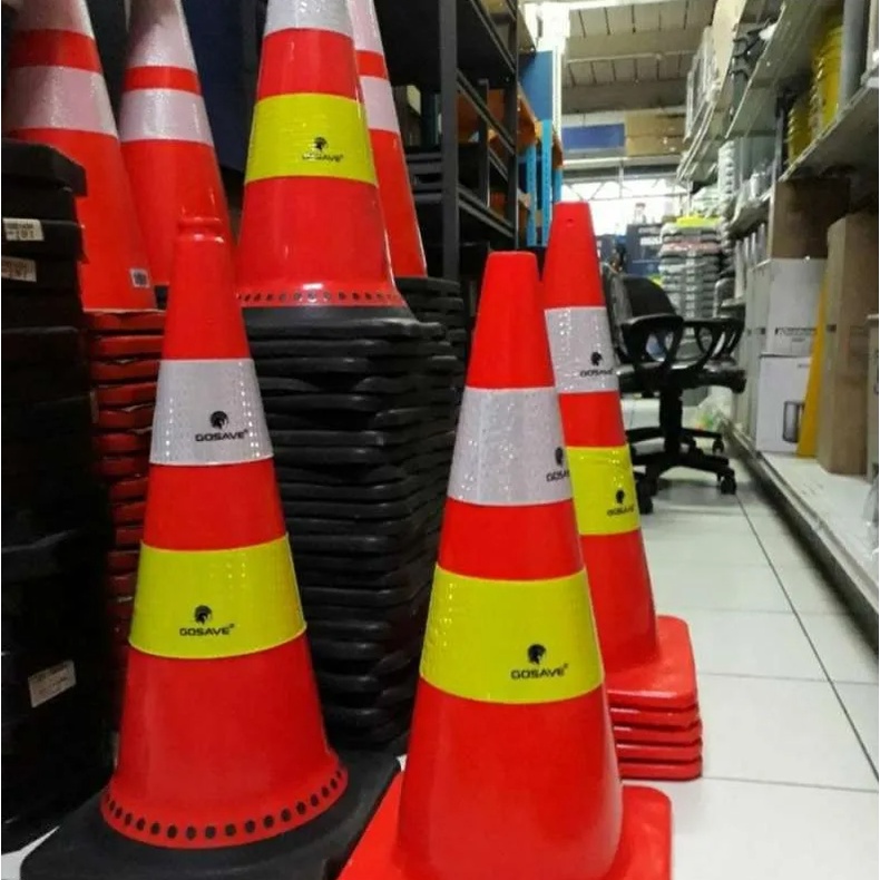 Traffic Cone Gosave 70cm Rubber Karet Kerucut