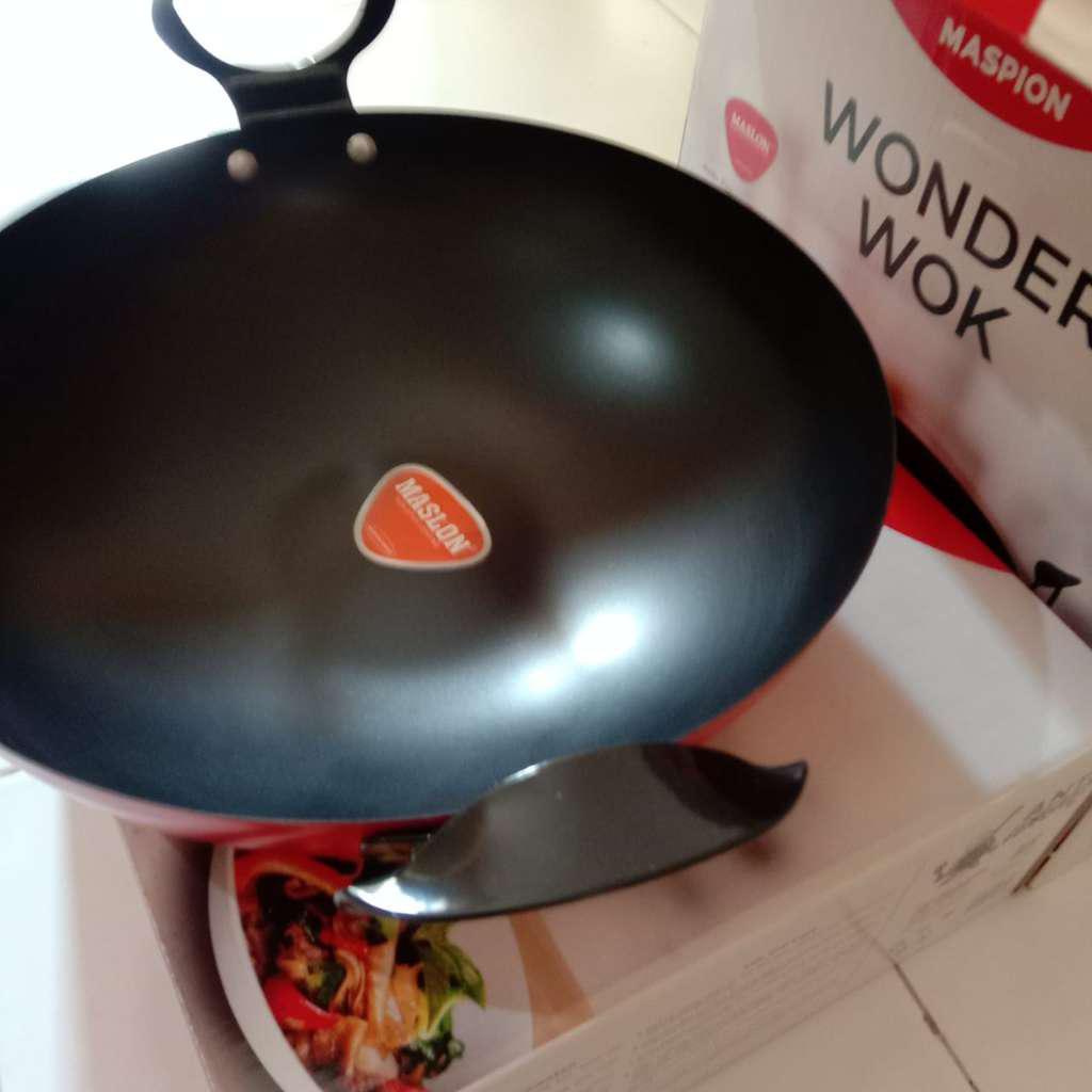 Wajan Anti Lengket Wonder Wok 27 Cm Besi Baja Penggorengan Alat Masak Peralatan Dapur Maspion