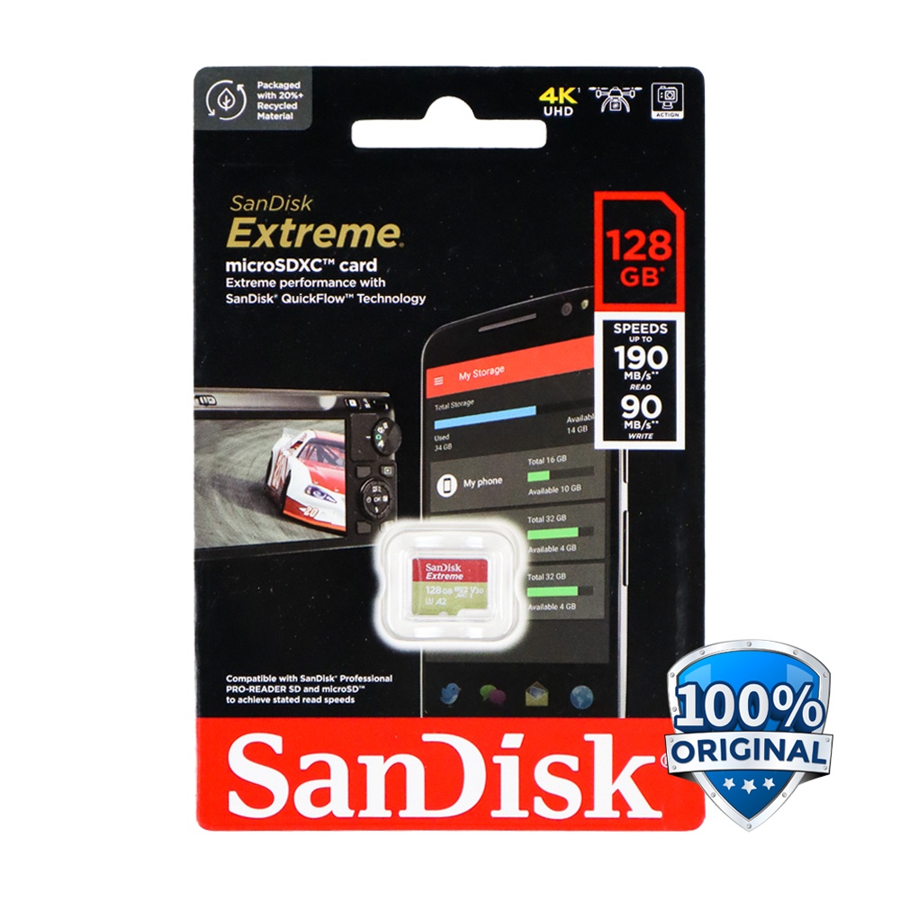 Sandisk MicroSDXC Extreme V30 A2 U3 4K 128GB - SDSQXAA-128G