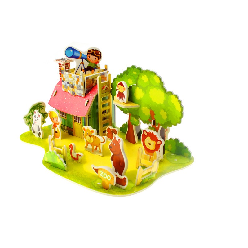 Mini Puzzle 3D | SMALL ZOO | Puzzle 3 Dimensi Rumah- 1690-18 - Kebun Binatang