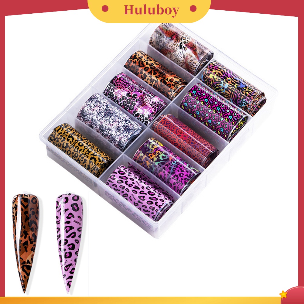 Huluboy Huluboy♡ 10 Roll Stiker Kertas Transfer Motif Bunga / Leopard Untuk Dekorasi