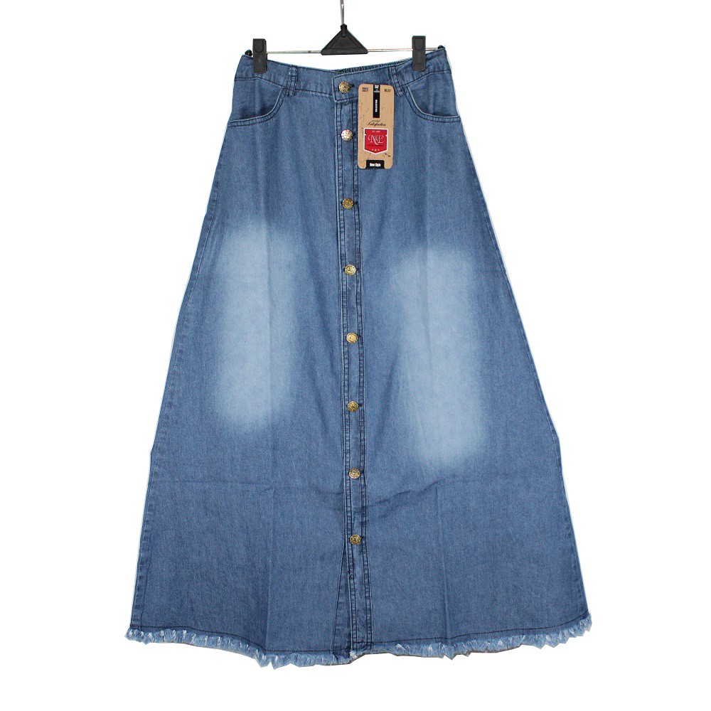 Rok Panjang Gisca Kancing Depan . Rok Jeans Panjang Kancing Depan Murah